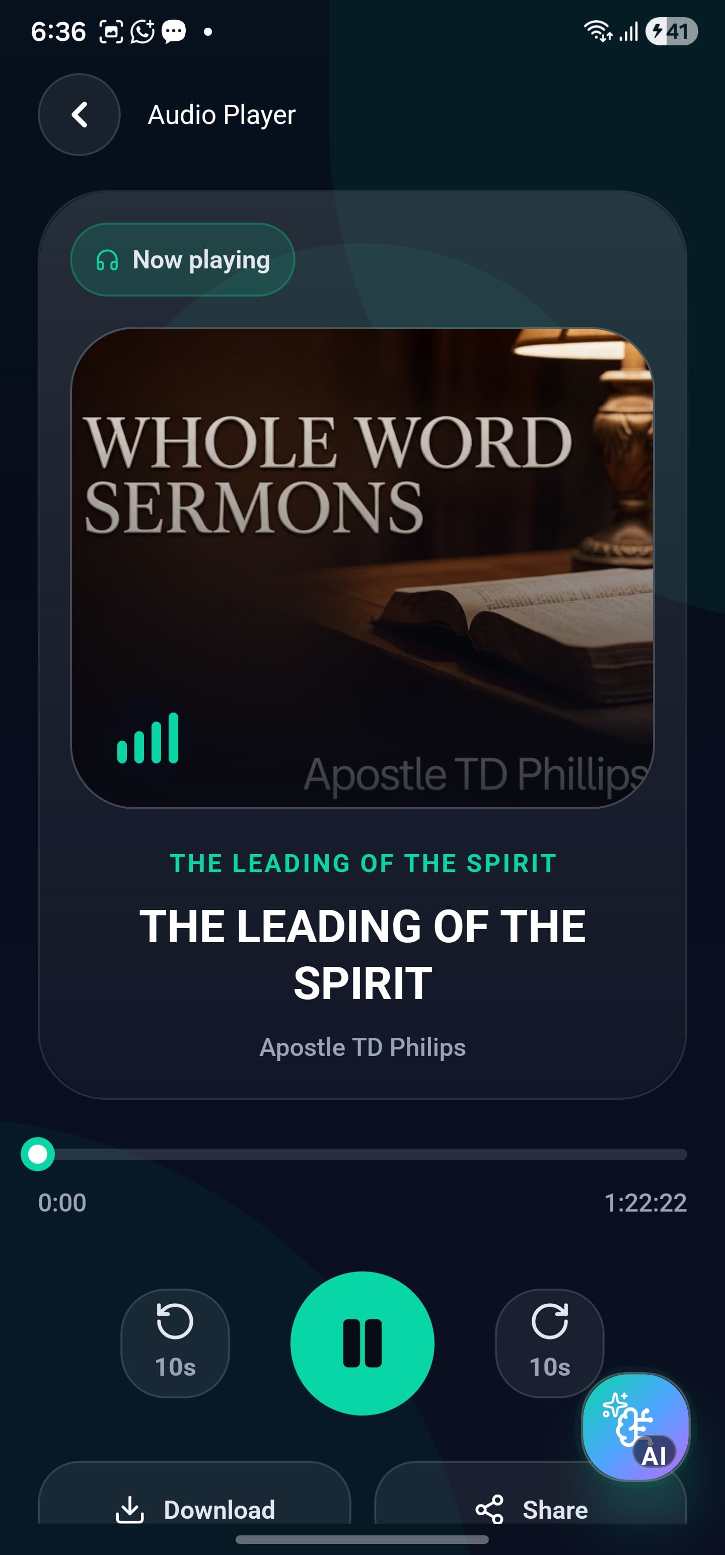WholeWord sermon audio player