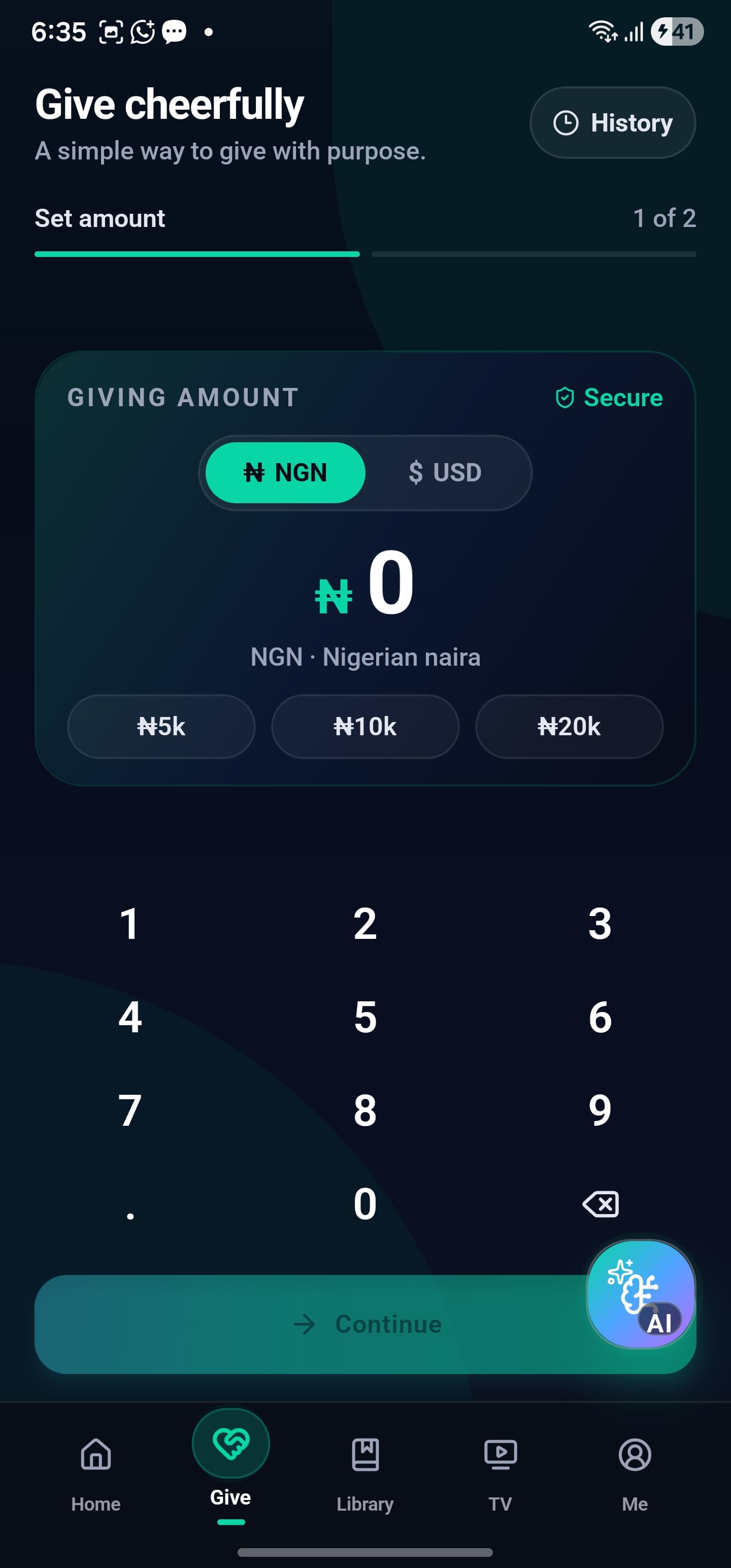 WholeWord giving screen
