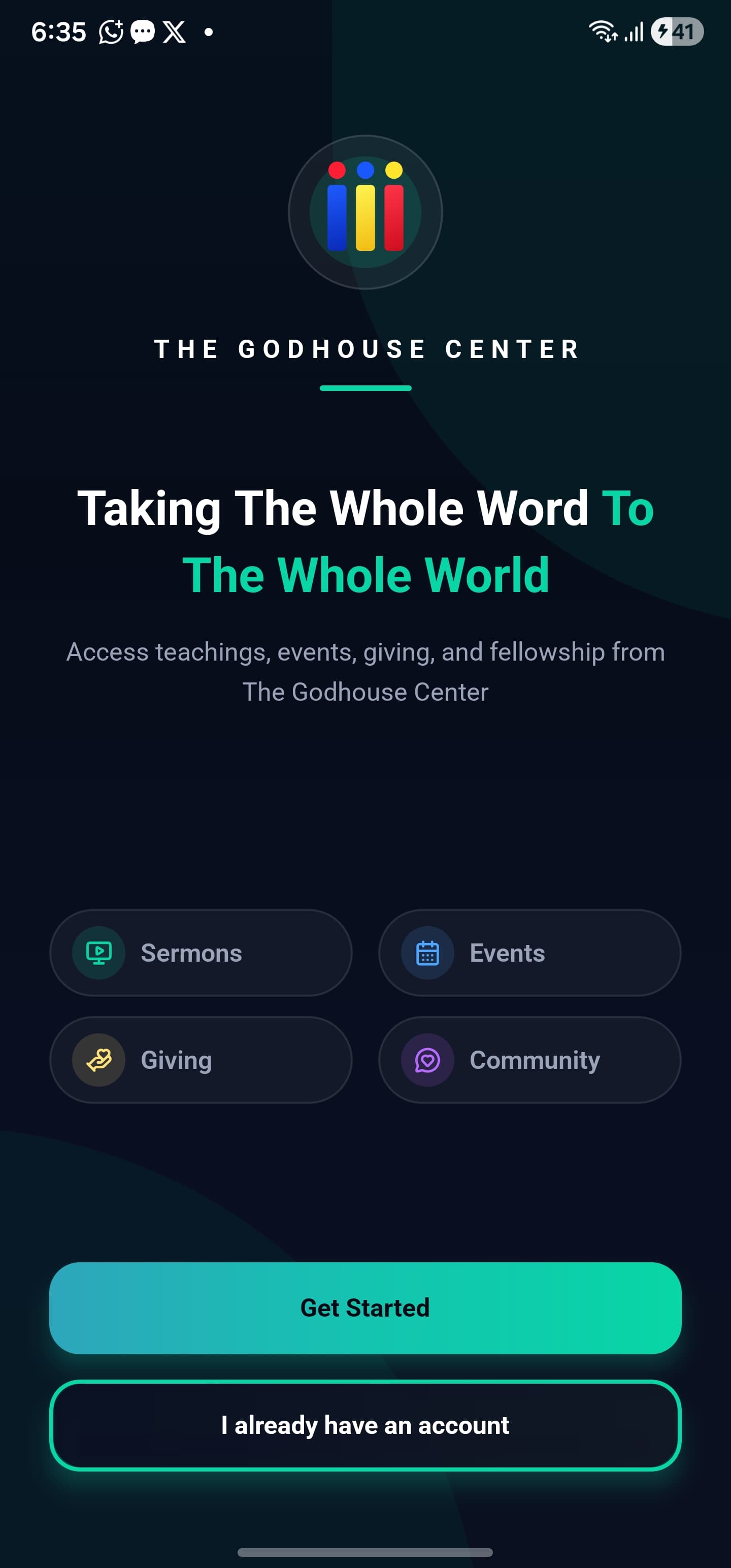 WholeWord welcome screen